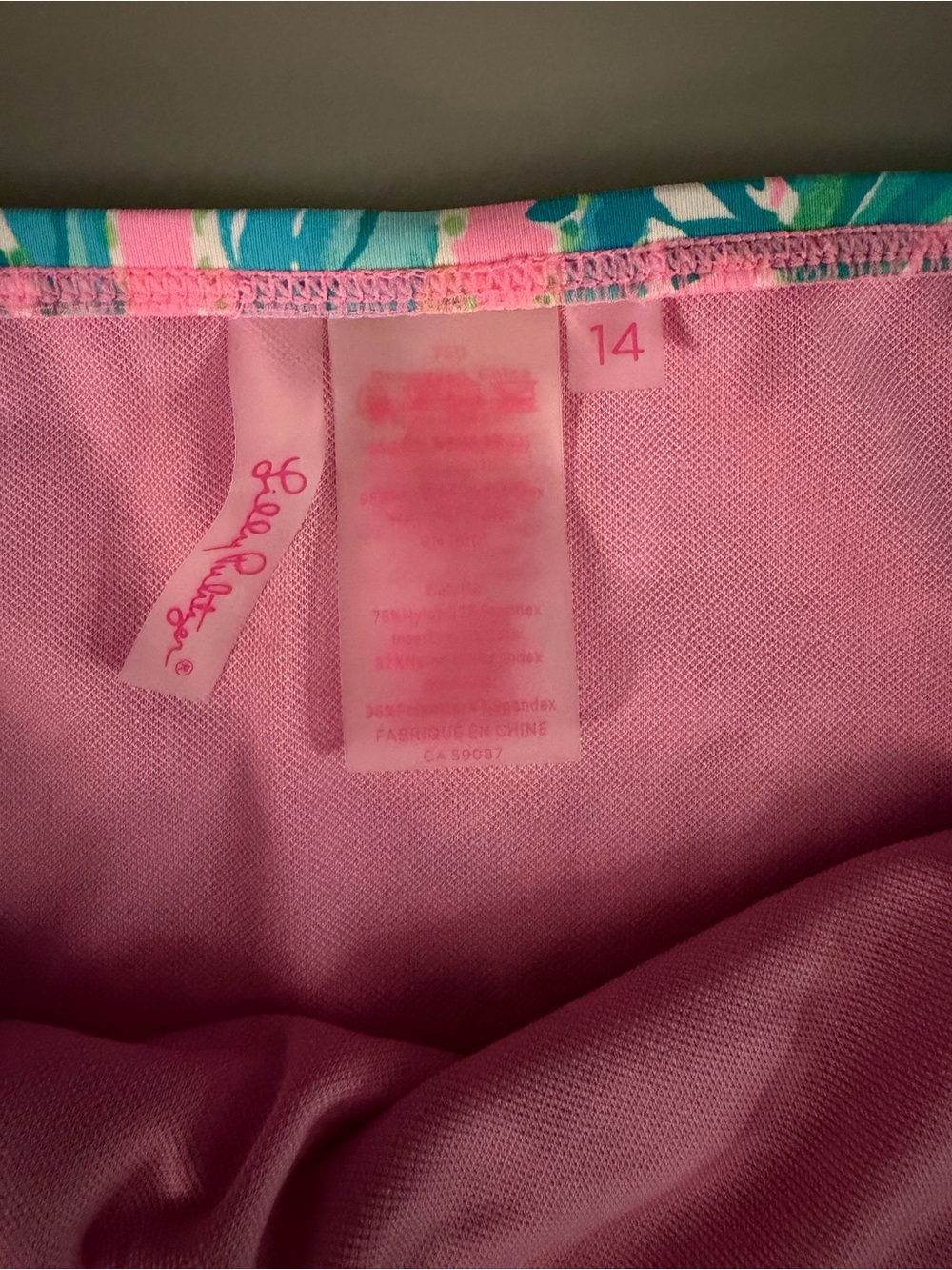 Lilly Pulitzer bikini top and bottom size 14 pink green hip nautic swimsuit - Picture 9 of 13